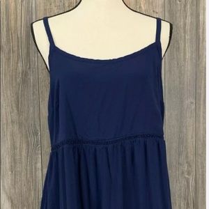 Torrid Sun Dress Size 1 (1X) Blue Fringe Bottom Ruffled Adjustable Straps Rayon